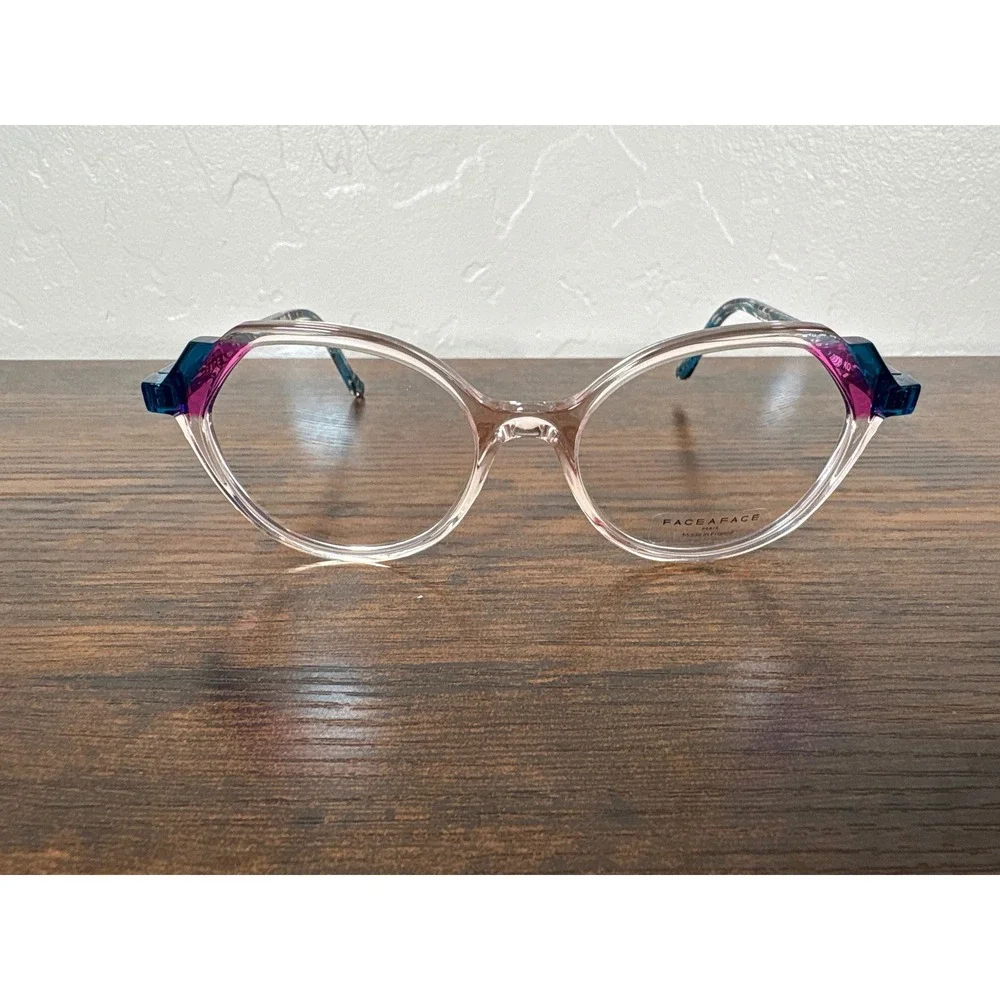 Face a Face Paris Moves 2 Eyeglasses Clear Blue Magenta Cat Eye Frames 52-17-142